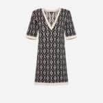 Diamond-patterned knit mini-dress